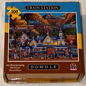 Dowdle Folk Art Train Station 500 Piece Jigsaw Puzzle Eric Dowdle 16x20 470.1
